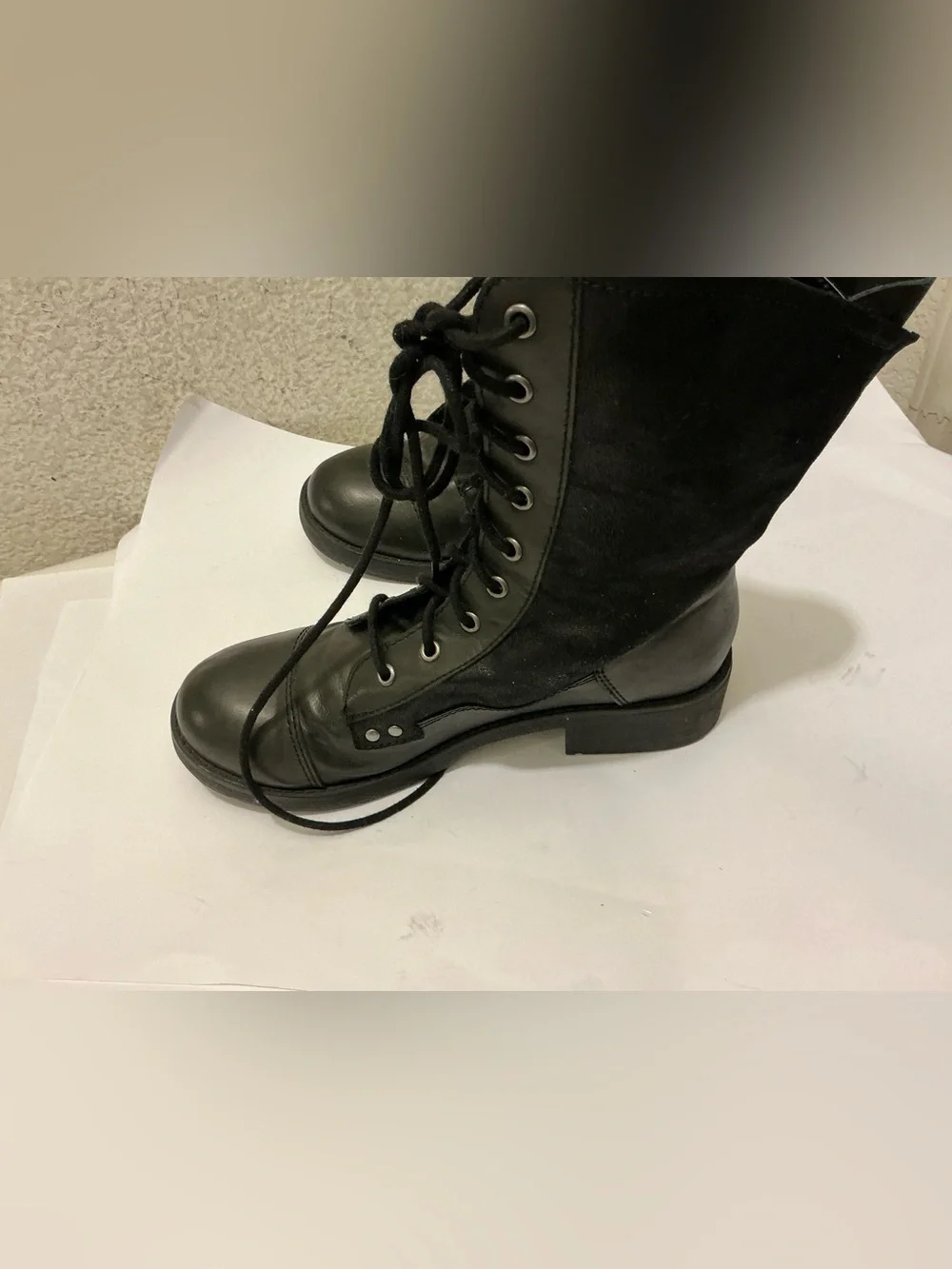 Rock & caddy  hettie Lace-Up Combat Boots with Patch Details